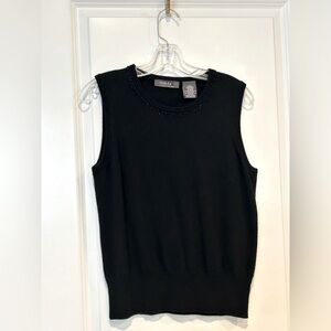 George Ladies Black Knit Tank size L with Beaded Neckline